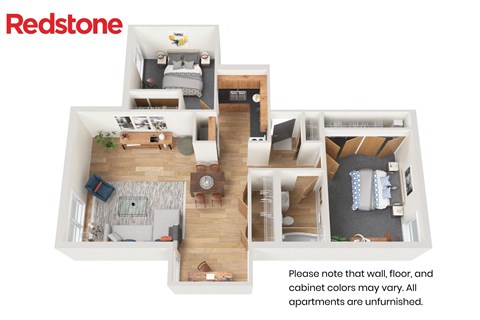 Floor plan for 2 beds, 1 bath, 742 sqft